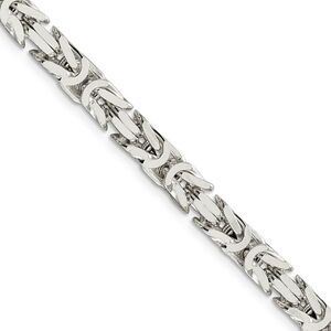 Men's 6mm, Sterling Silver, Solid Byzantine Chain Necklace, 24 Inch
